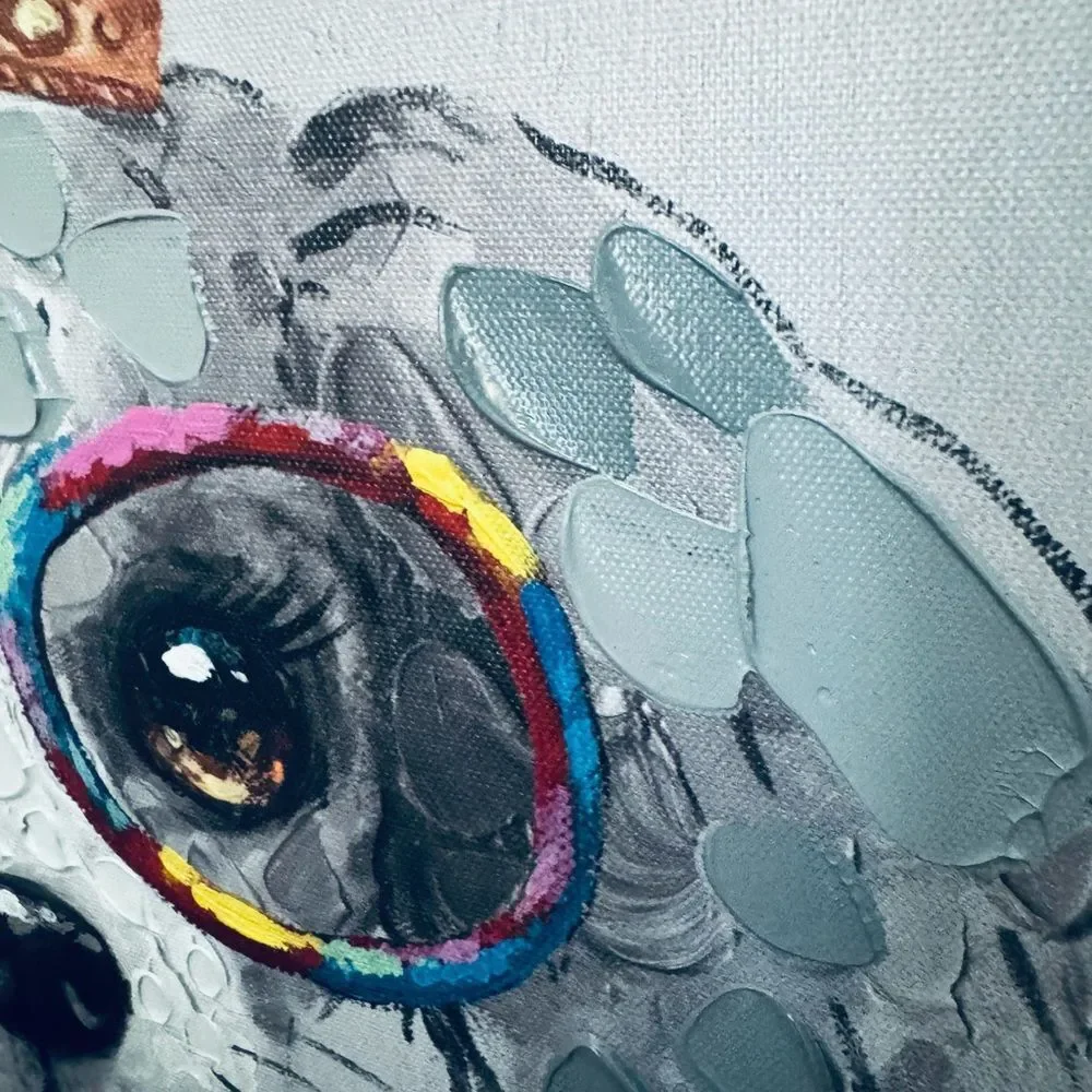 Princess Dog Portrait Rainbow Glasses & Crown Canvas Painting Wall Art Decor